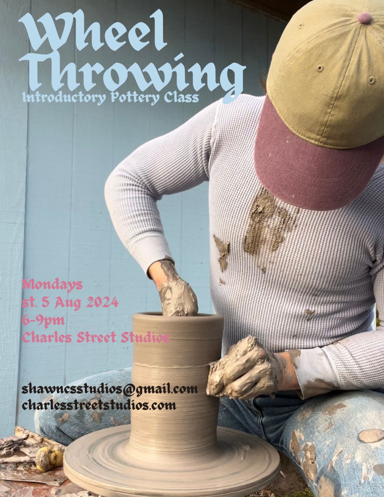 Flyer for the annual Charles Street Studios Spring Pottery show April 27-28, 2024